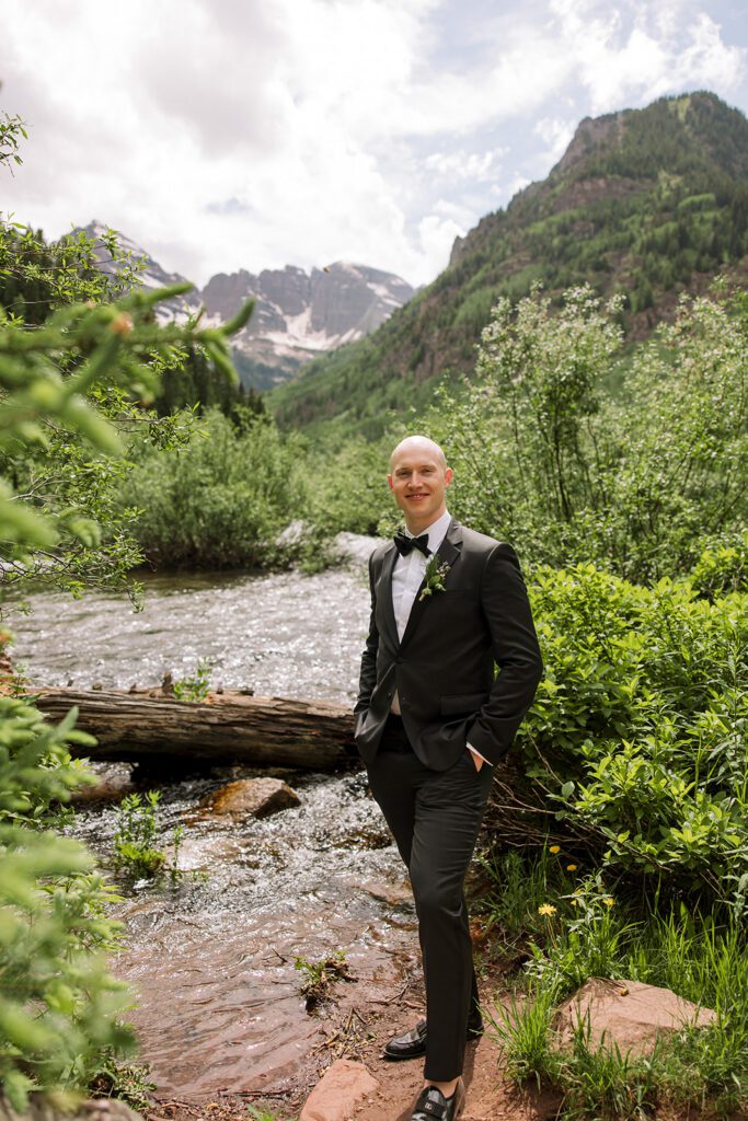 solo groom portrait maroon bells, aspen colorado