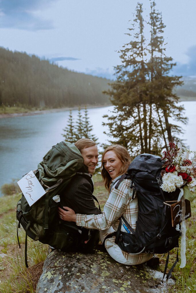 Colorado mountain lake wedding portraits