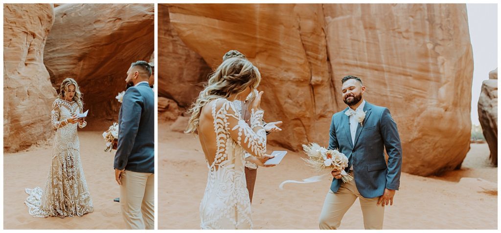 ceremony at Utah Elopement at Arches National Park