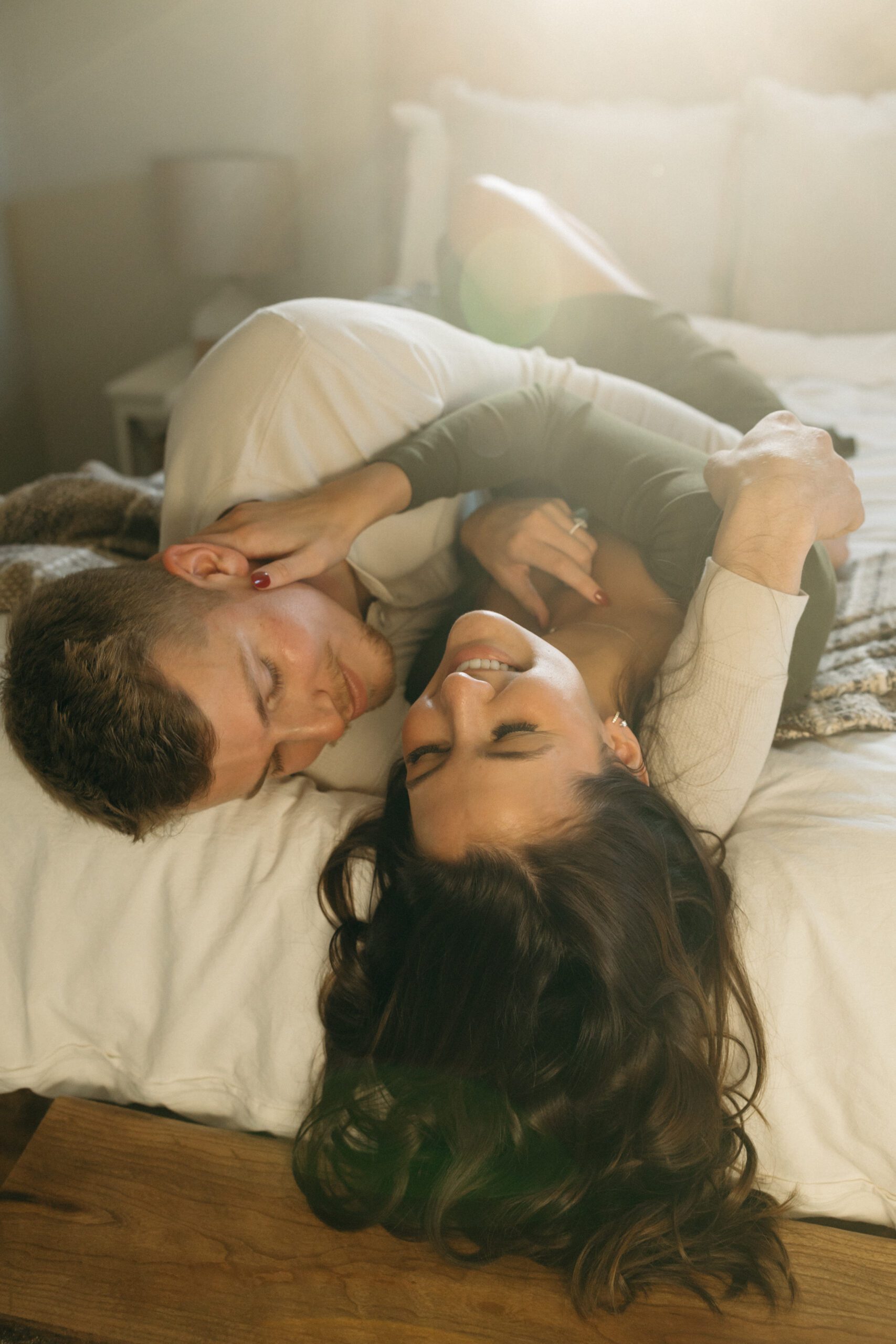 cozy in home engagement photos